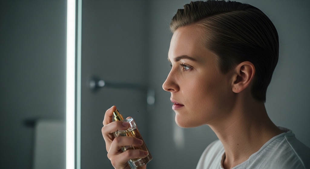 Perfume application tips showing correct spray areas on body