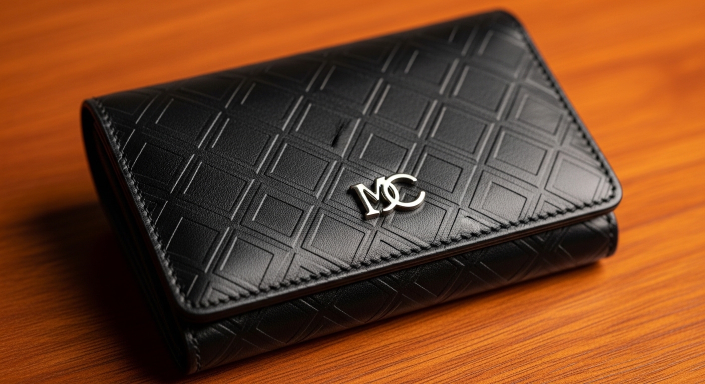 Slim leather trifold wallet with multiple card slots for men