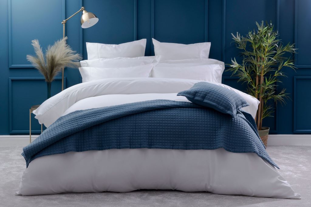 Elegant king bedding set with a luxury look in a modern bedroom